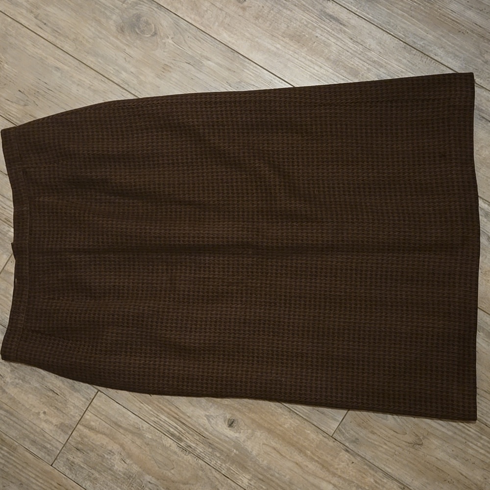 Vintage Brown Houndstooth Wool Skirt